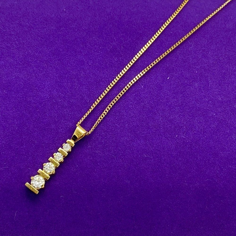 💛 Vintage Gold Plated Nickel Silver CZ Journey Necklace